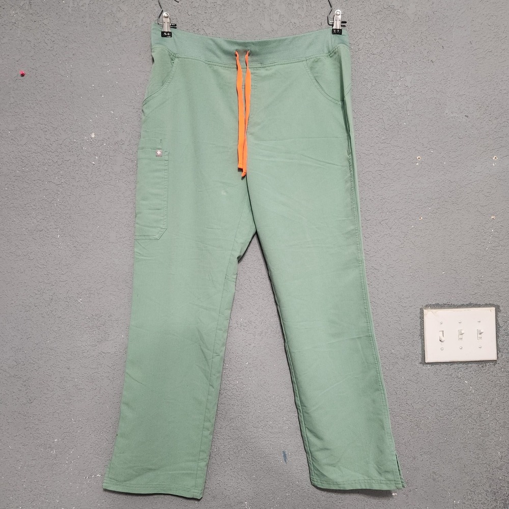 FIGS kade Technical Collection Scrub Pants Teal Green Drawstring Pockets Size L
